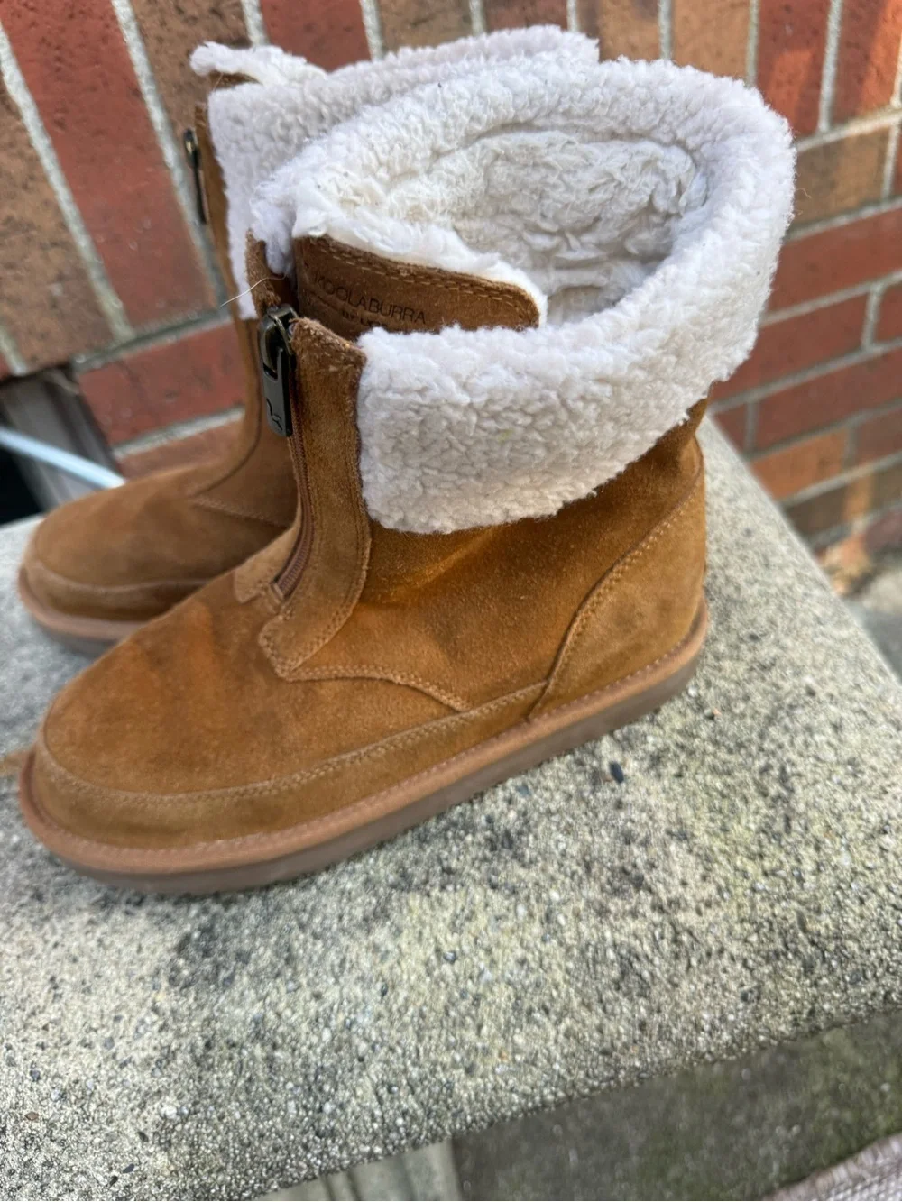 Koolaburra by UGG Lytta Short Chestnut Suede Boots Girls Size 4